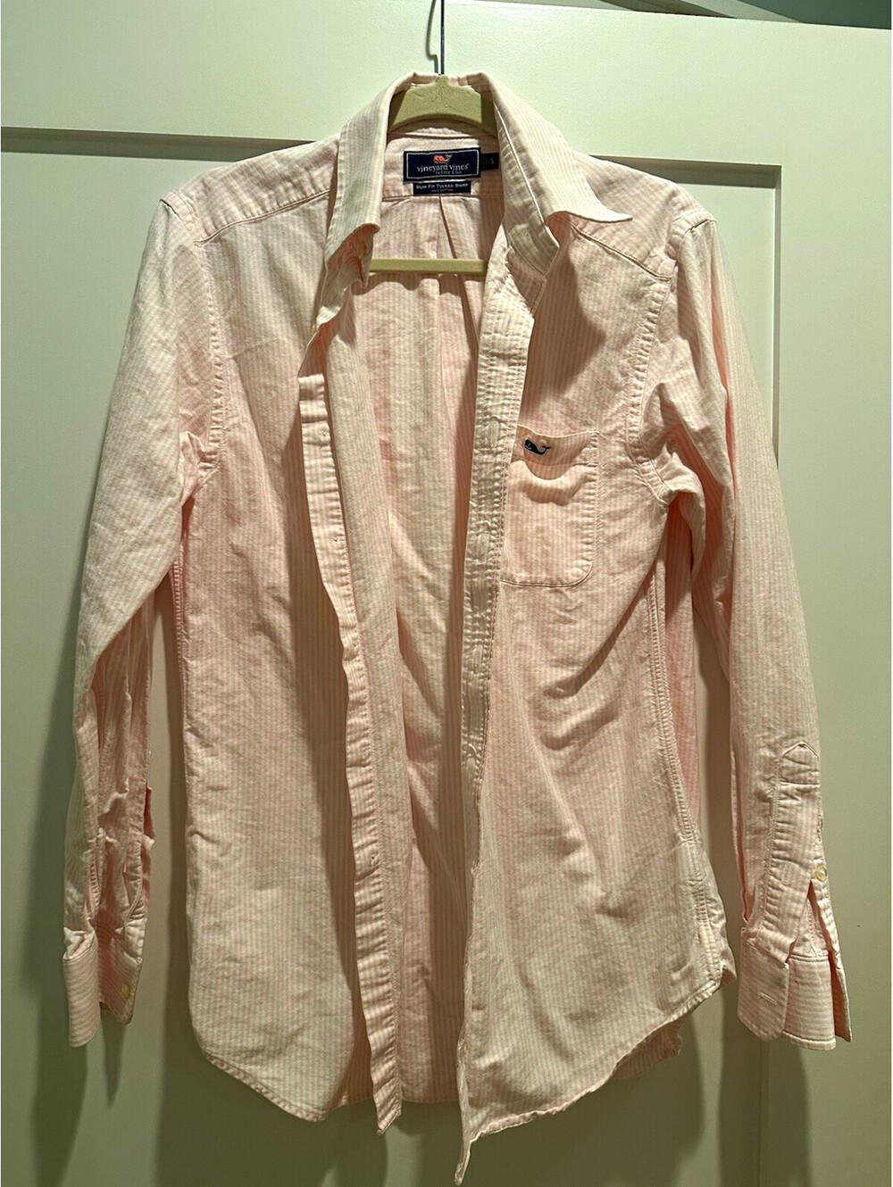 Vineyard Vines Slim Fit Tucker Dress Shirt S Pink White Stripe Button-Down